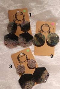 Image 2 of black glitter earrings