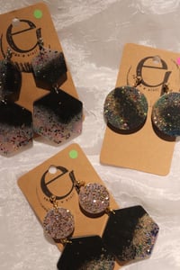 Image 1 of black glitter earrings