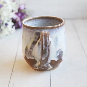 Image of Rustic Pottery Mug in a Toast and Cream Glaze, 15 oz. Handcrafted Coffee Cup, Made in USA