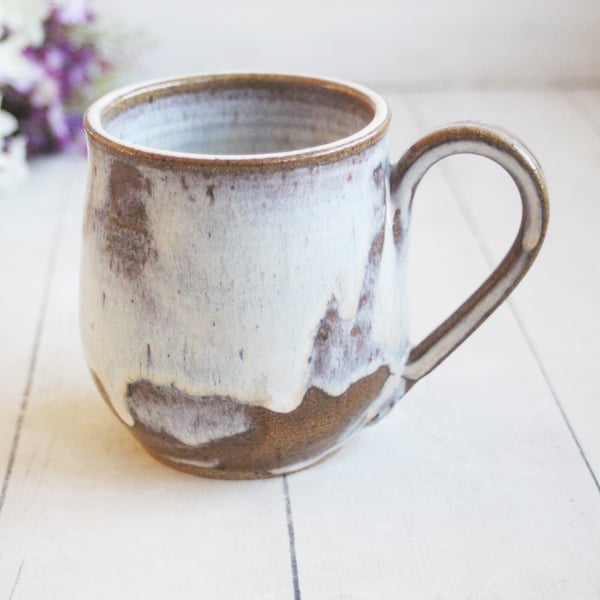 Image of Rustic Pottery Mug in a Toast and Cream Glaze, 15 oz. Handcrafted Coffee Cup, Made in USA