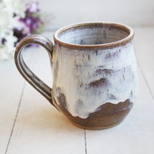 Image of Rustic Pottery Mug in a Toast and Cream Glaze, 15 oz. Handcrafted Coffee Cup, Made in USA