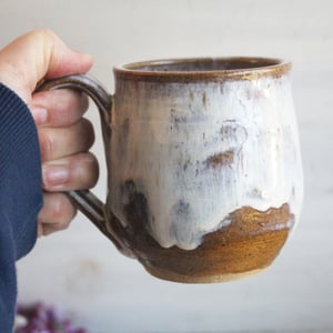 Image of Rustic Pottery Mug in a Toast and Cream Glaze, 15 oz. Handcrafted Coffee Cup, Made in USA