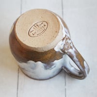 Image 9 of Rustic Pottery Mug in a Toast and Cream Glaze, 15 oz. Handcrafted Coffee Cup, Made in USA