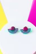 Pendientes Memphis abanico turquesa