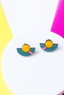 Pendientes Memphis Abanico azul