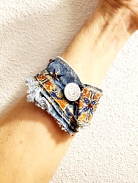 Image 4 of Denim and Sari Wrist Cuff