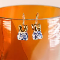 Image 2 of Blue Floral Teeth Earrings