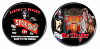 FLECKY FLICKS DOUBLE BADGE SET…FLECKY FLICKS & THE TINGLER BADGE SET… FREE P&P