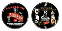 FLECKY FLICKS DOUBLE BADGE SET…FLECKY FLICKS & 13 GHOSTS BADGE SET… FREE P&P