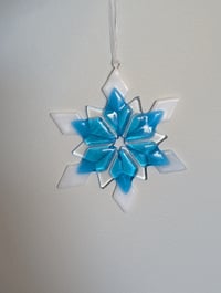 Image 1 of Glass Snowflake (light blue)