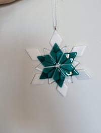 Image 1 of Glass Snowflake (teal)