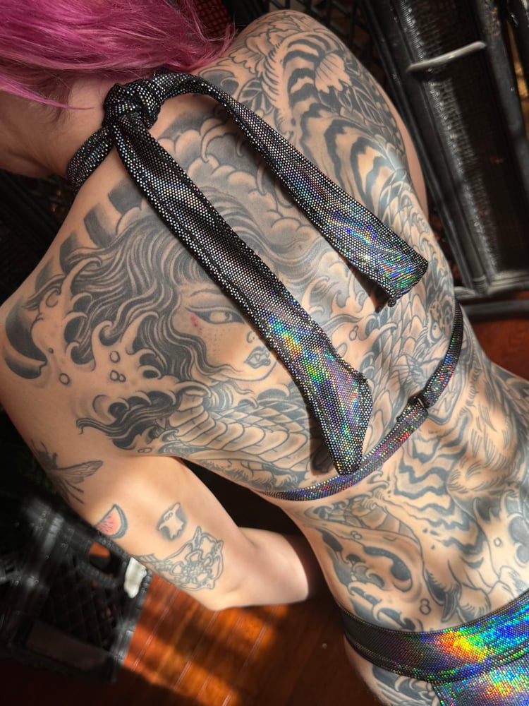 Image of Silver Holo Hypnotiddy Wrap Top