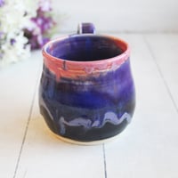 Image 3 of Pink, Purple and Black Glazed Pottery Mug, Wheel Thrown Pottery, Made in USA