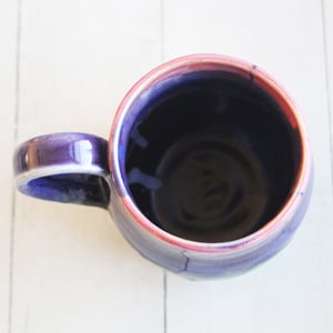 Image of Pink, Purple and Black Glazed Pottery Mug, Wheel Thrown Pottery, Made in USA