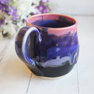 Image of Pink, Purple and Black Glazed Pottery Mug, Wheel Thrown Pottery, Made in USA