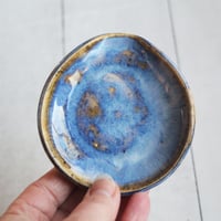 Image 3 of Small Spoon Rest in Swirly Blue Glaze, Ceramic Coffee Station Spoon Dish, Made in USA