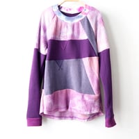 Image 1 of dyed purples courtneycourtney patchwork 14/16 long sleeve warm thermal waffle knit shirt top tee