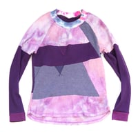 Image 2 of dyed purples courtneycourtney patchwork 14/16 long sleeve warm thermal waffle knit shirt top tee