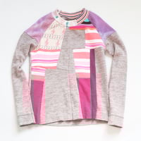 Image 1 of music pink courtneycourtney patchwork 14/16 long sleeve warm thermal waffle knit shirt top tee