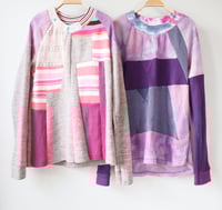 Image 3 of reds burgundy courtneycourtney patchwork 14/16 long sleeve warm thermal waffle knit shirt top tee