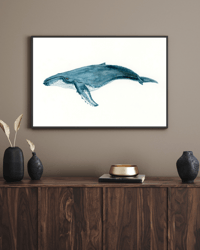 Image 3 of Humpback Whale Watercolor Original Art Fine Art Print