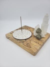 Image 1 of White Rune and Elements Incense Holder 
