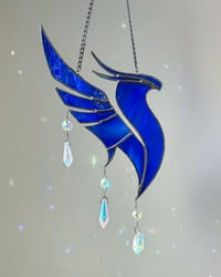 Image 1 of ILLENIUM Inspired Stained Glass Suncatcher Phoenix Mobile – Streaky Blue