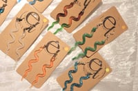 Image 4 of longish snake earrings, structured & unstructured