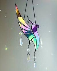 Image 1 of ILLENIUM Inspired Stained Glass Suncatcher Phoenix Mobile – Iridescent Purple