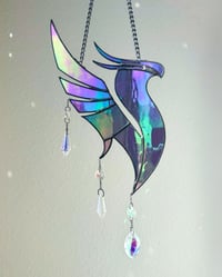 Image 3 of ILLENIUM Inspired Stained Glass Suncatcher Phoenix Mobile – Iridescent Purple