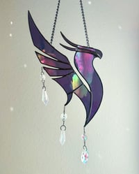 Image 4 of ILLENIUM Inspired Stained Glass Suncatcher Phoenix Mobile – Iridescent Purple