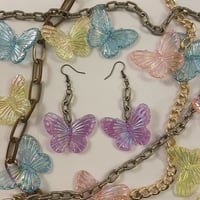 Image 1 of butterfly-chain earrings