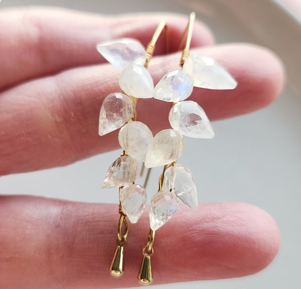 Image of Moonstone Petal Earrings