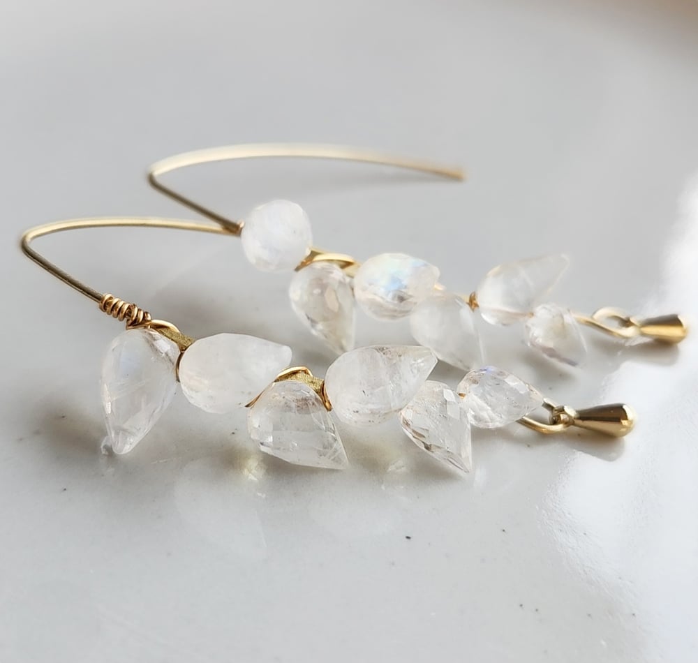 Image of Mooonstone Petal Earrings