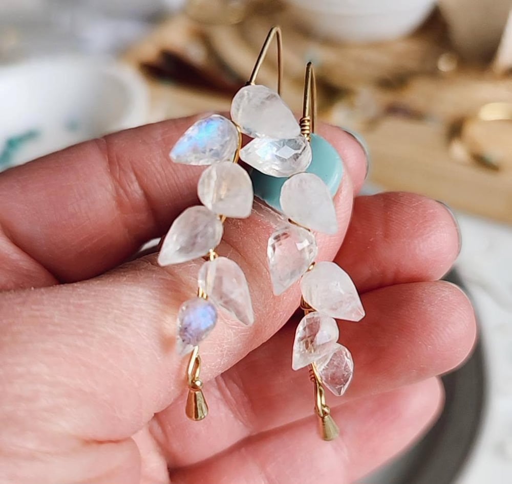Image of Moonstone Petal Earrings