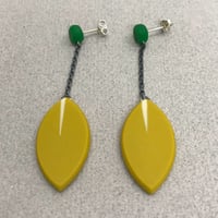 Image 1 of long drop olive leaf earrings