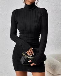 New Sexy Mini Dress For Women Autumn Black Solid