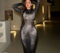 New Cross-Border Best-Selling Printing Polo/Turtle Neck Long Sleeve Tight Dress Long Dress