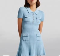 Spring/Summer New Polo Neck Short Sleeve Knitted Dress Y2K Fashion Commuter Elastic Slim Fit Multi P