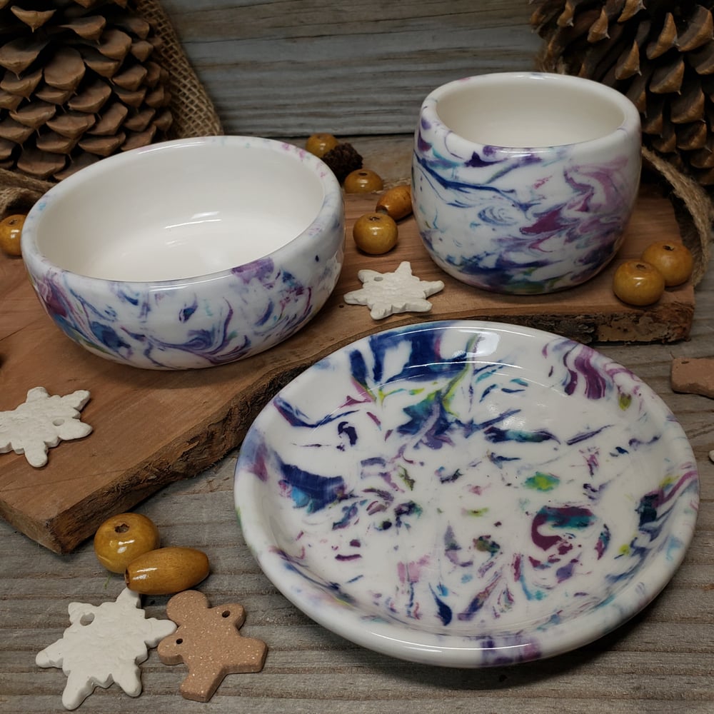 Image of Marbled Me Time 3-piece dish set 12182401