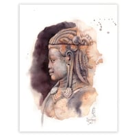 Image 1 of Original Painting - "Devata de Banteay Srei" - 26 x 36 cm