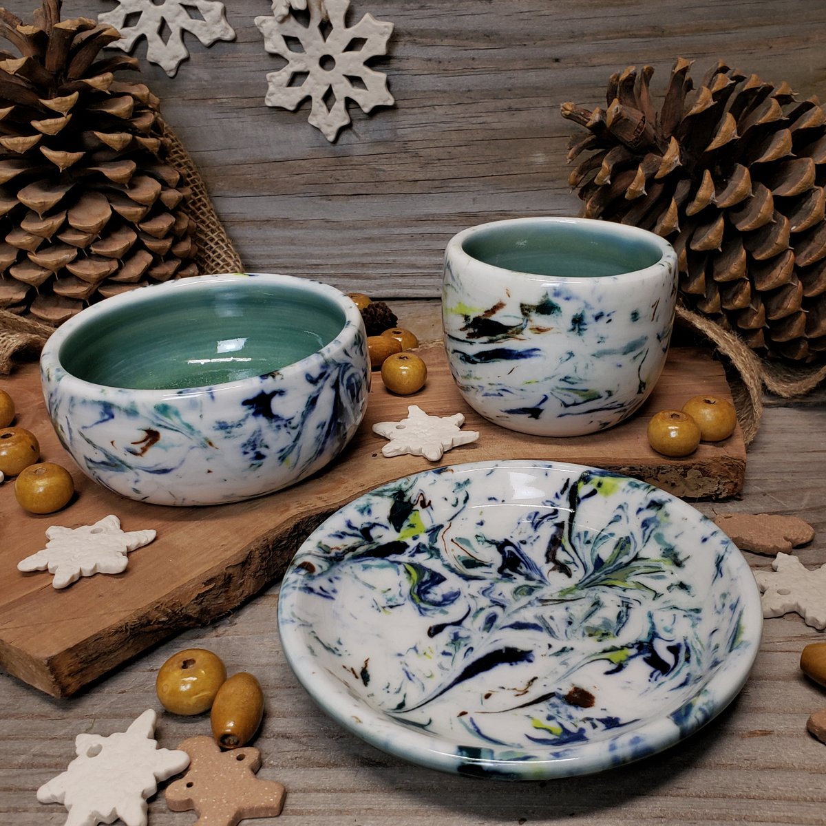 Image of Marbled Me Time 3-piece dish set 12182405