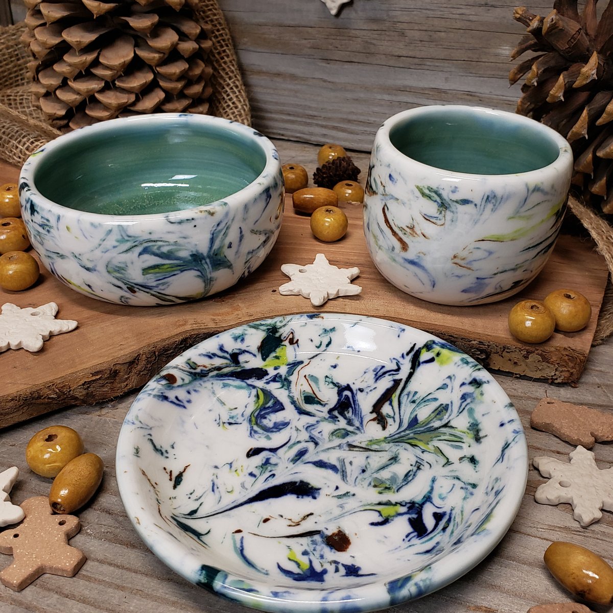 Image of Marbled Me Time 3-piece dish set 12182405