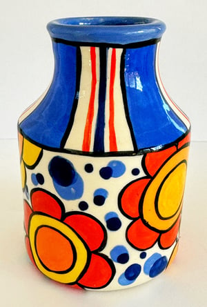 Image of Mod Stripe and Floral Blue Vase 12 - 2024