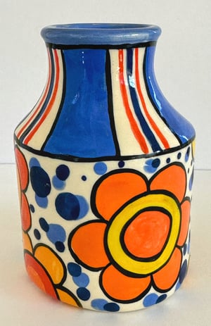 Image of Mod Stripe and Floral Blue Vase 12 - 2024