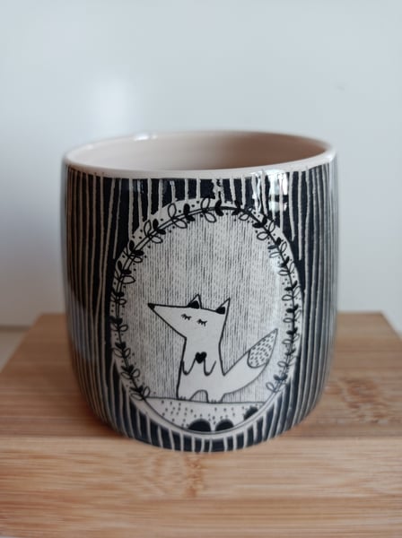 Image of Petite tasse loup noir et blanc 