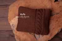Image 4 of Knitted pillow wrap and bonnets set brown