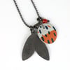 Leaf silhouette pendant - red