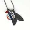 Leaf silhouette pendant - red