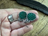 Image 2 of Green Sterling Silver earrings/ n69